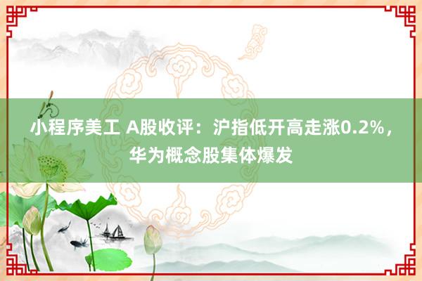 小程序美工 A股收评：沪指低开高走涨0.2%，华为概念股集体爆发